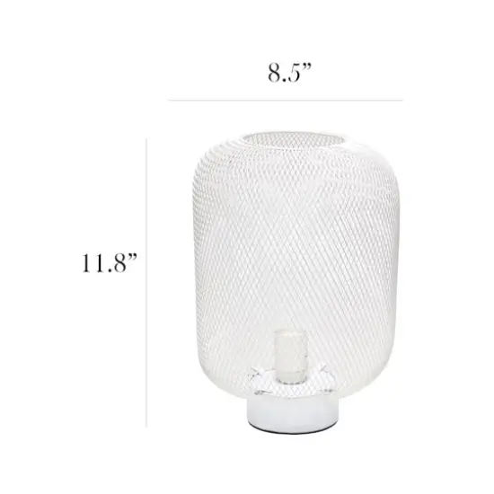 Simple Designs 12" Metal Mesh Industrial Table Lamp White {4}