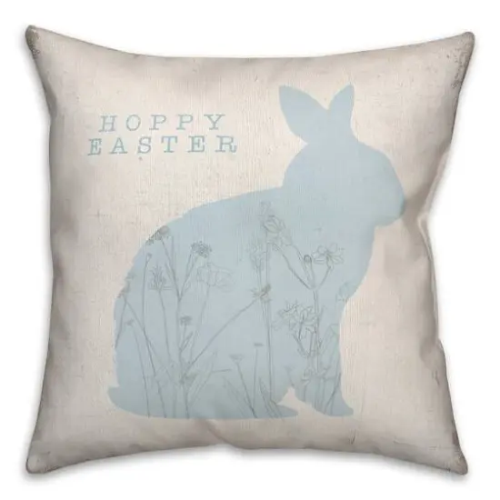 Hoppy Easter Bunny Flowers 18" x 18" Indoor / Outdoor Pillow {1}