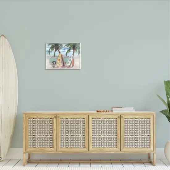 Stupell Industries Summer Waves Tropical Van Surfboards Framed Giclee Art White {3}