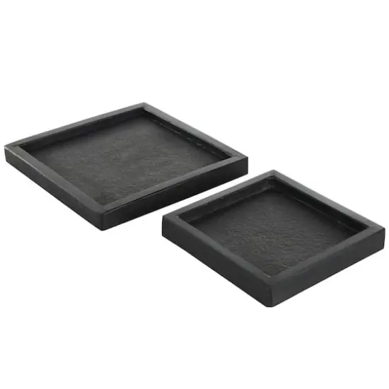 Black Marble Minimalistic Textured Square Trays, 2ct. {1}