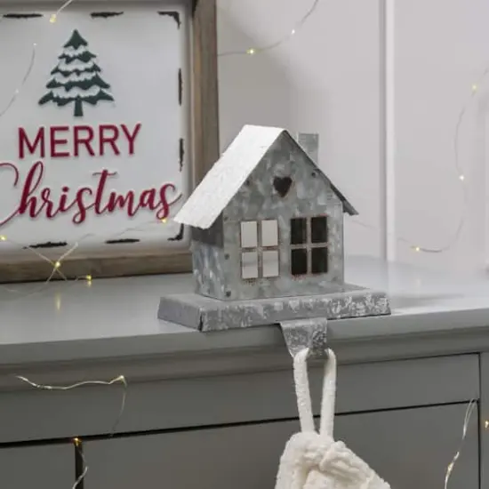 Glitzhome&reg; 6" Galvanized House Stocking Holder {4}