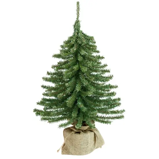 18" Unlit Downswept Mini Village Pine Artificial Christmas Tree in Burlap Base {1}