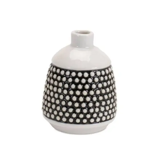 Black & White Bubbled Ceramic Bud Vase Set {4}