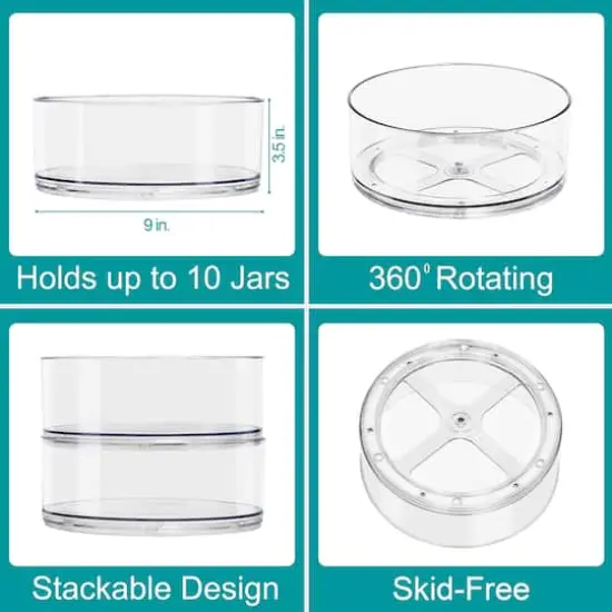 Sorbus 9" Clear Turntable Bins, 2ct. {6}