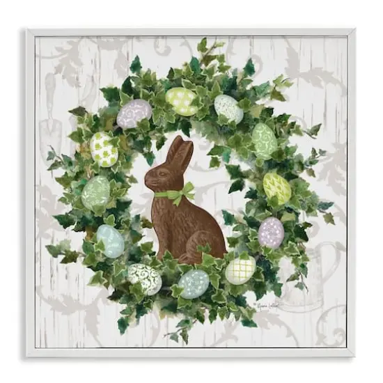 Stupell Industries Spring Easter Egg Wreath Framed Giclee Art White {1}