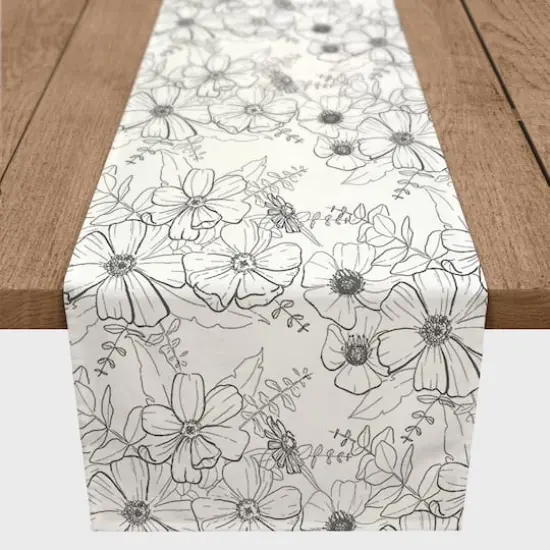 Hand Drawn Flowers Outdoor Table Runner {3}