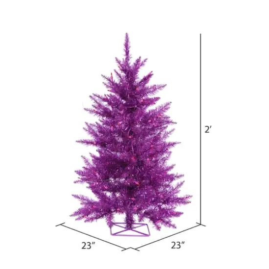2ft. Pre-Lit Purple Artificial Christmas Tree, Purple LED Lights {5}