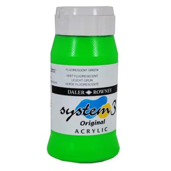Daler-Rowney&reg; Original System 3 Acrylic, 500mL 349 Fluorescent Green {1}