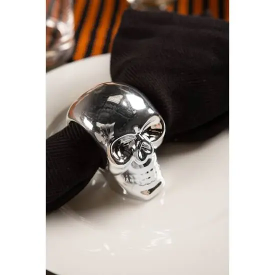 DII&reg; Silver Skull Napkin Ring Set, 6ct. {3}