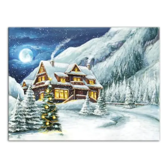 Cabin In The Mountains 40x30 Canvas Wall Art {1}