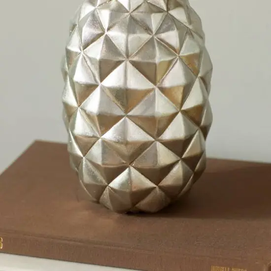 Silver Polystone Traditional Decorative Pineapple, 14" x 6" x 6" {7}