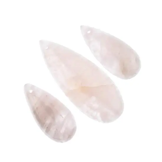 John Bead Earth&rsquo;s Jewels Natural Stone Teardrop Pendant Slices Rose Quartz {3}