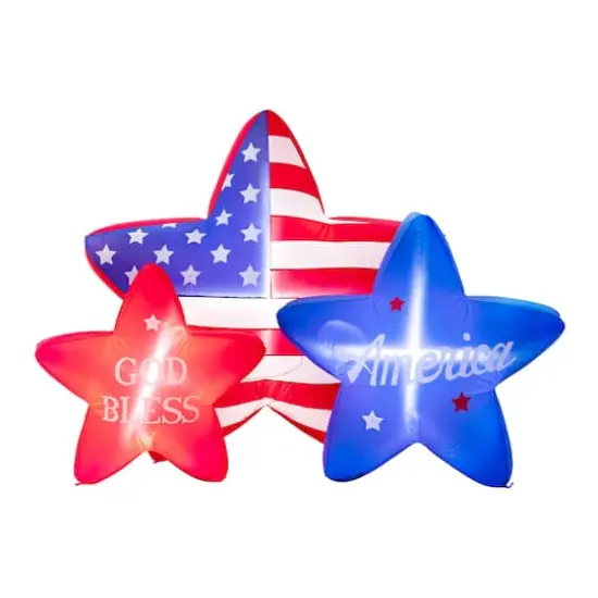 Glitzhome&reg; 6ft. Lighted Patriotic American Inflatable Stars D&eacute;cor {1}
