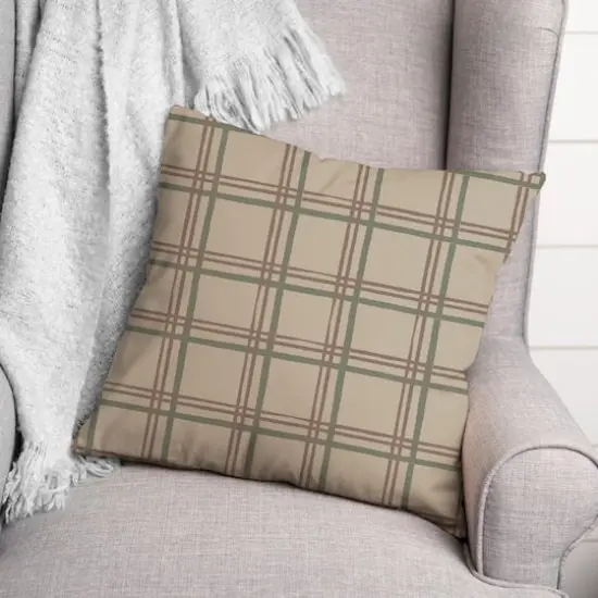 Brown Holiday Plaid Throw Pillow {4}