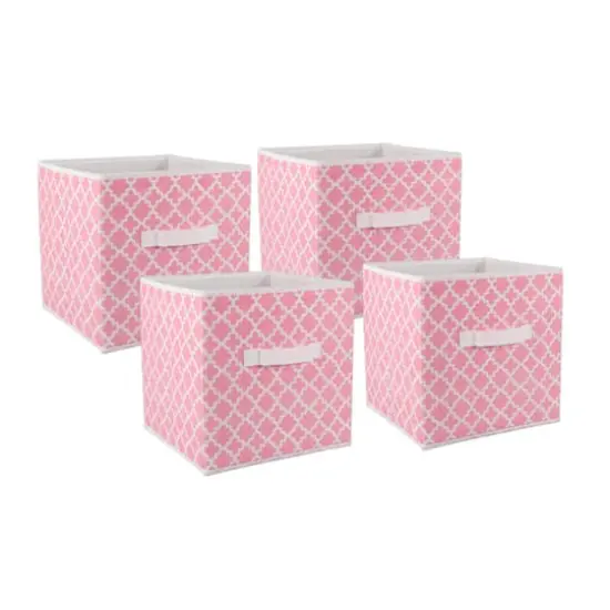 DII&reg; 11" Nonwoven Polyester Lattice Storage Cubes, 4ct. Pink Sorbet {1}