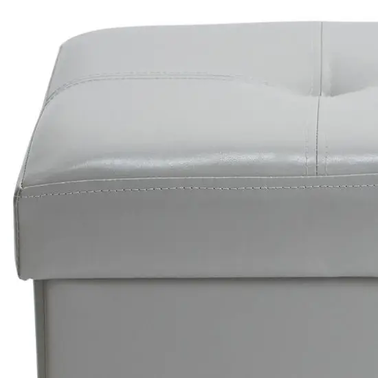 Simplify Faux Leather Double Folding Storage Ottoman Gray {8}