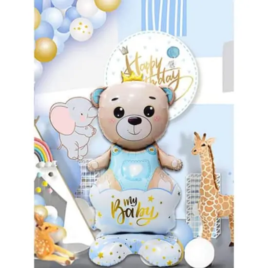 Wizardi Boy Bear with Crown Standing Foil Balloon Decoration {3}