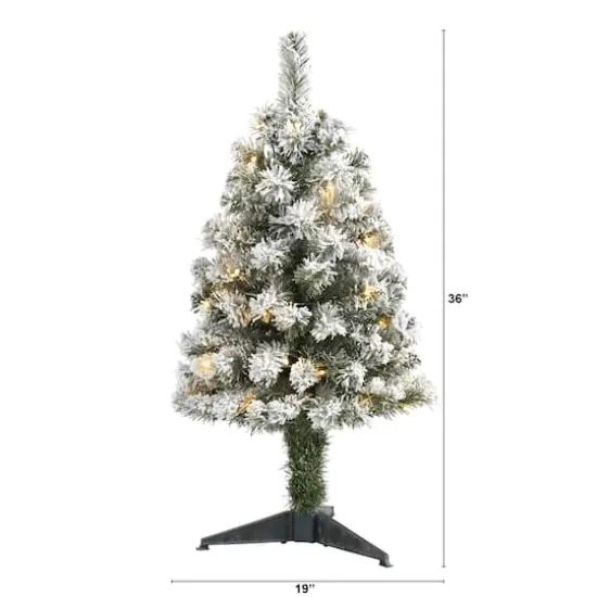 3ft. Pre-Lit Flocked West Virginia Fir Artificial Christmas Tree, Clear LED Lights {3}