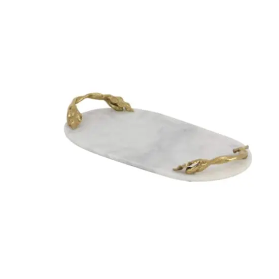 20" White Marble Natural Serving Tray {3}