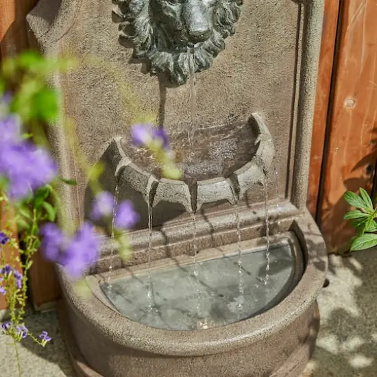 Glitzhome&reg; 31" 3-Tier LED Faux Granite Lion Head Fountain {6}