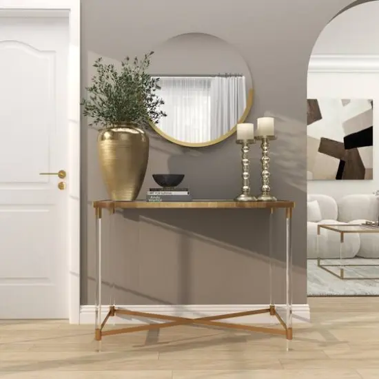 18" Gold Aluminum Brushed Vase with Hammered Top {13}