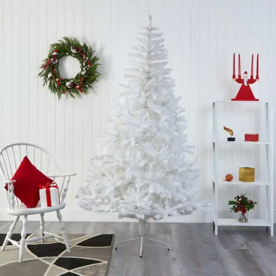 7ft. Unlit White Artificial Christmas Tree {5}