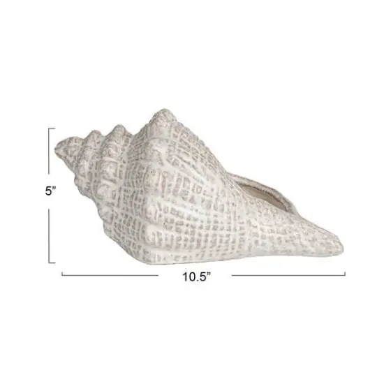 Hello Honey&reg; 10.25" White Reactive Glaze Conch Shell Stoneware Tabletop D&eacute;cor {5}