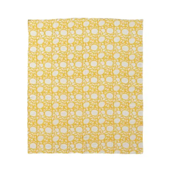 Hello Honey&reg; 60" Yellow Block Print Throw {1}