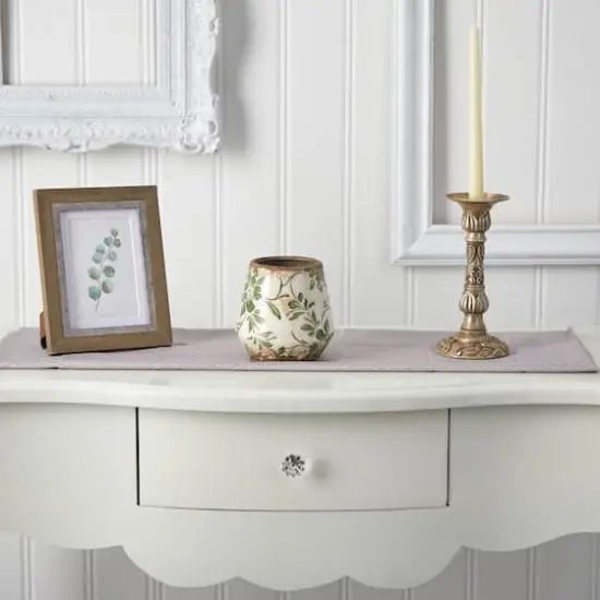 5.5" Tuscan Ceramic Green Scroll Planter {4}