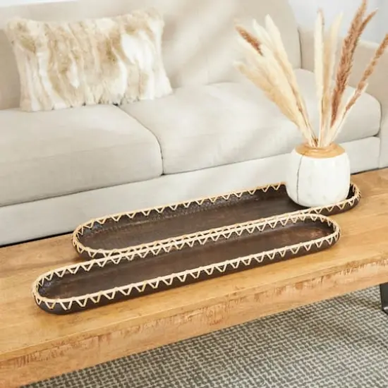 Dark Brown Mango Wood Nesting Tray Set {3}