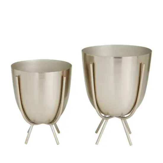 Silver Contemporary Planter, Set of 2" 7", 6" {6}