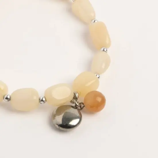 John Bead Honey Jade Happiness Gemstone Charm Bracelet {3}
