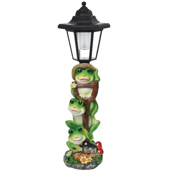 Santa's Workshop 16" Frog Solar Lightpost {1}