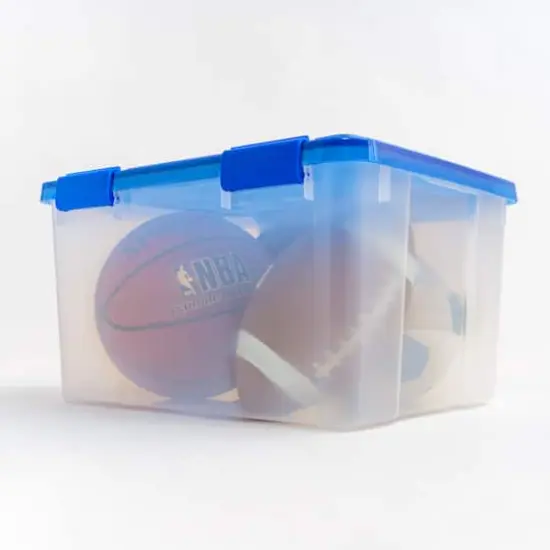 IRIS&reg; WeatherPro&trade; 44qt. Clear Heavy Duty Plastic Storage Bins with Blue Lids, 4ct. {4}
