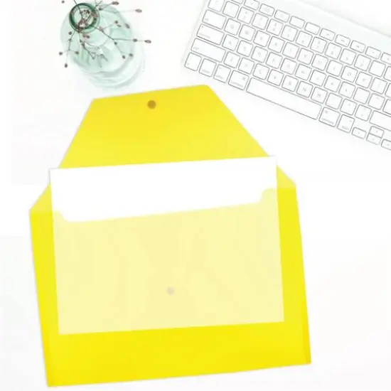 JAM Paper 9.8" x 14.5" Plastic Snap Closure Envelopes, 12ct. Yellow {6}
