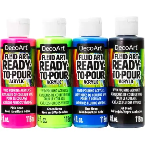 DecoArt&reg; Fluid Art Ready to Pour Acrylic&trade; Neon Blast Paint Pack {7}