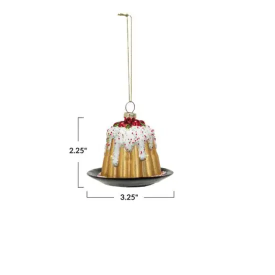 Hello Honey&reg; 2.75" Glass Bundt Cake Ornament with Beads {4}
