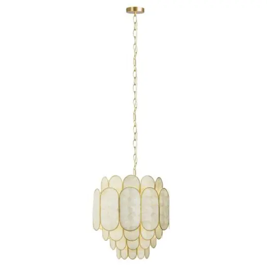 Hello Honey&reg; 17.5" 4-Tier Capiz and Metal Chandelier {17}