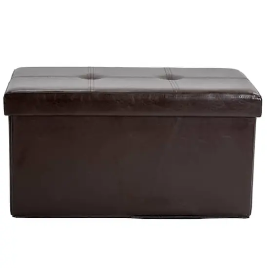 Simplify Faux Leather Double Folding Storage Ottoman Chocolate {4}