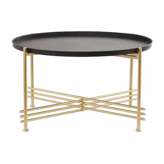 33" Gold & Black Metal Modern Coffee Table {5}