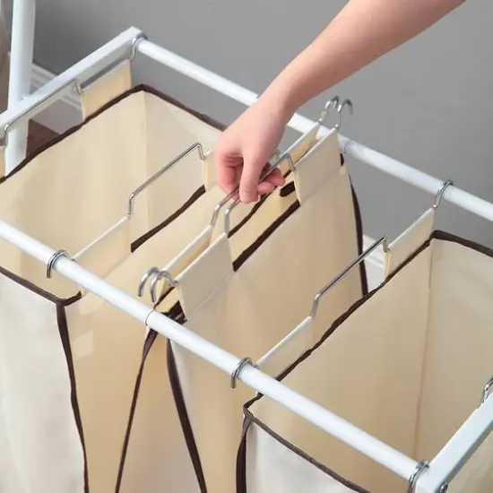 SunnyPoint Laundry Sorter with Hanging Bar White {5}