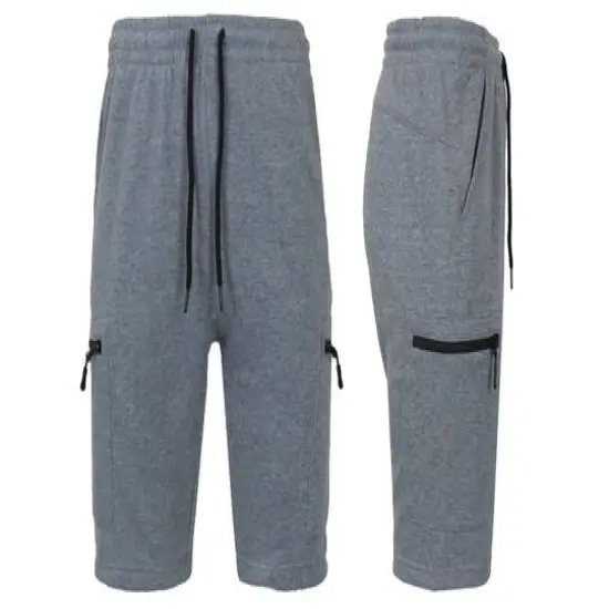 Galaxy by Harvic Men's Cargo Jogger Lounge Shorts Heather Gray {1}