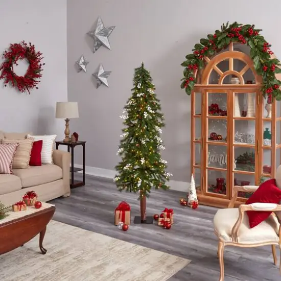 6ft. Pre-Lit Alpine Artificial Christmas Tree, Warm White LED Lights {10}