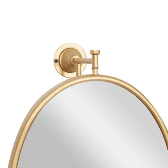 29" Oval Wood Wall Mirror Gold {4}