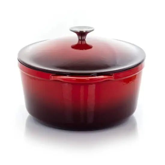 MegaChef 7qt. Red Oval Enameled Cast Iron Casserole {7}