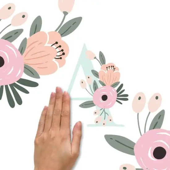 RoomMates Floral Monogram Peel & Stick Giant Wall Decal Set {6}