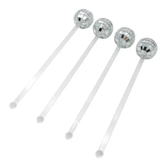 Silver Disco Ball Drink Stirrers, 4ct. by Ashland&reg; {4}