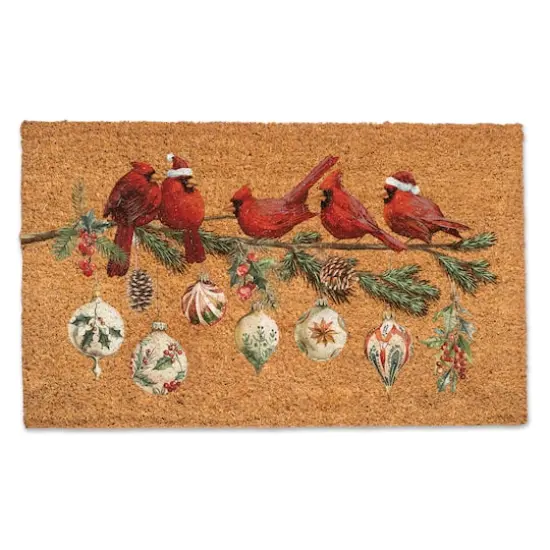 Cardinals and Ornaments 30" x 18" Door Mat {1}