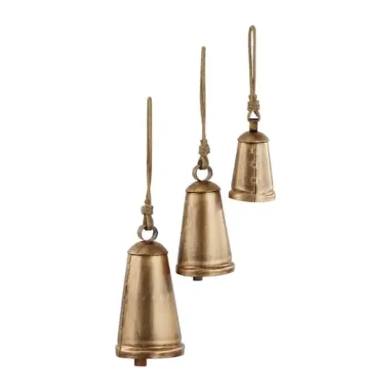 Bronze Metal Bohemian Decorative Cow Bell, Set of 3" 13", 11", 8" {1}