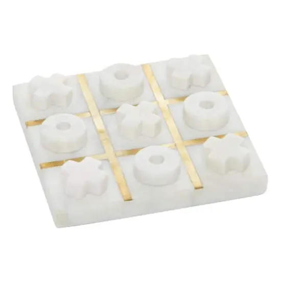 White Marble Tic-Tac-Toe Game Set {1}